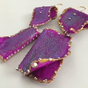 💜🚺Handcrafted Purple Dangle Earrings 💜